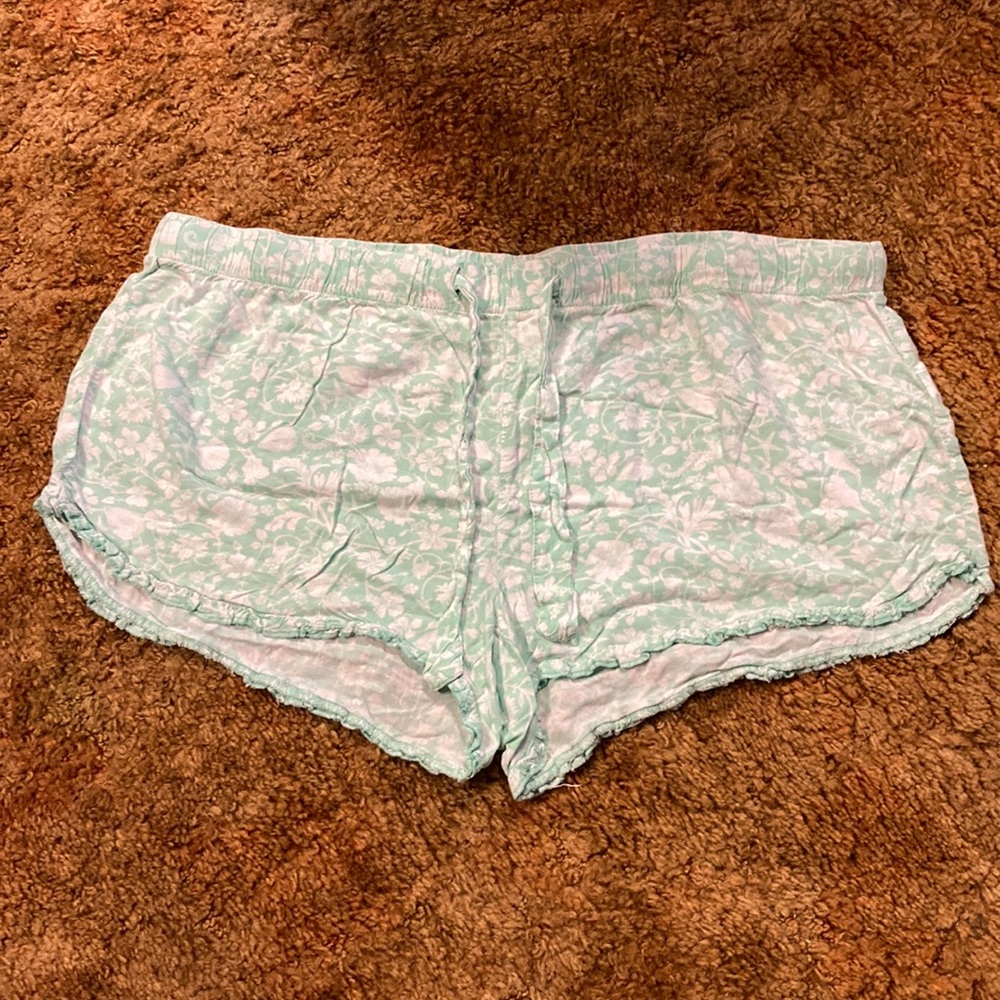 Old Navy Women’s Aqua Tropical Lounge Wear Drawstring Ruffled Shorts Size XL